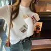 Camiseta Base de Cuello Medio para Mujer Primavera y Otoño 2025 Nuevo Suéter de Punto de Cuello Alto Blanco Elegante Ajustado Top