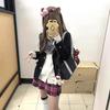 [Xiao mei] saia plissada original cor vermelho rosa de linha A para estudantes JK com saia xadrez da universidade da ilha de Sichuan