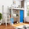 Cama de Dormitorio para Cuatro Personas con Gabinetes Laterales de Almacenamiento, Litera de Hierro para Apartamento Juvenil, Cama con Estructura de Hierro para Dormitorio Escolar