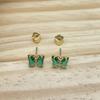 Brincos Novos Estilo Moda Luxo Leve Feminino Cobre Incrustado Zircônia Esmeralda Borboleta Elegante com Plug de Orelha Banhado a Ouro Real