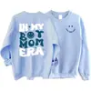 Sudadera de Algodón CVC con Estampado de Acción de Gracias para Mujer, Estilo Europeo y Americano, Algodón Colorido Casual Cómodo, Cuello Redondo, Mangas Regulares, Mangas Largas, Estilo Casual Japonés y Coreano