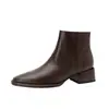 Botines Chelsea para Mujer con Tacón Grueso, Nuevo Estilo Otoño/Invierno 2023, Botas Color Nude Francés Marrón, Botas Martin para Mujer