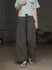 Calça afunilada com cordão estilo japonês, calça de algodão e linho de perna larga para mulheres, fina, solta, casual, versátil, simples, de perna reta, para primavera-verão