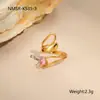 Anillo Geométrico de Acero Inoxidable con Chapado en Oro de 18K y Circonita Rosa, Pulsera - Diseño Ins Europeo y Americano Transfronterizo