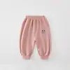 260805 Pantalones de Chándal Suaves de Felpa 280g con Bordado de Panda (Entrepierna de doble propósito)