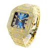 Reloj MISSFOX Europeo y Americano Escala Romana Moda Hip Hop Diamante Totalmente Diamantado Cuadrado Reloj para Hombre