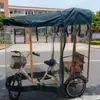 Triciclo Humano con Cubierta para la Lluvia, Parasol y Toldo para Recoger y Dejar Niños