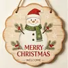 Decorações de rodelas de madeira de Natal transfronteiriças com grafite, Enfeites de parede e porta de Natal para casa, Decorações de árvore de Natal de madeira