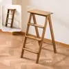 Taburete de cocina multifuncional para uso doméstico, taburete plegable, taburete escalera de tres peldaños, portátil, engrosado, taburete pequeño, taburete de bar