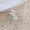 Brincos de cerâmica macia Flores brancas e verdes femininas Brincos simples feitos à mão Personalizado Gentil Doce Orelha Jóias AliExpress Supply
