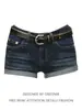 Elegantes shorts vaqueros ultra cortos con borde enrollado, adornados con pedrería en forma de estrella para mujer, nuevo modelo verano 2026, de tiro bajo, ajustados, que realzan la cadera, hot pants