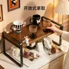 Portavasos de madera maciza, estante de almacenamiento de escritorio, organizador de tazas de té, tazas de agua, tazas de café, vitrina multicapa, mesa auxiliar para sala de estar o comedor