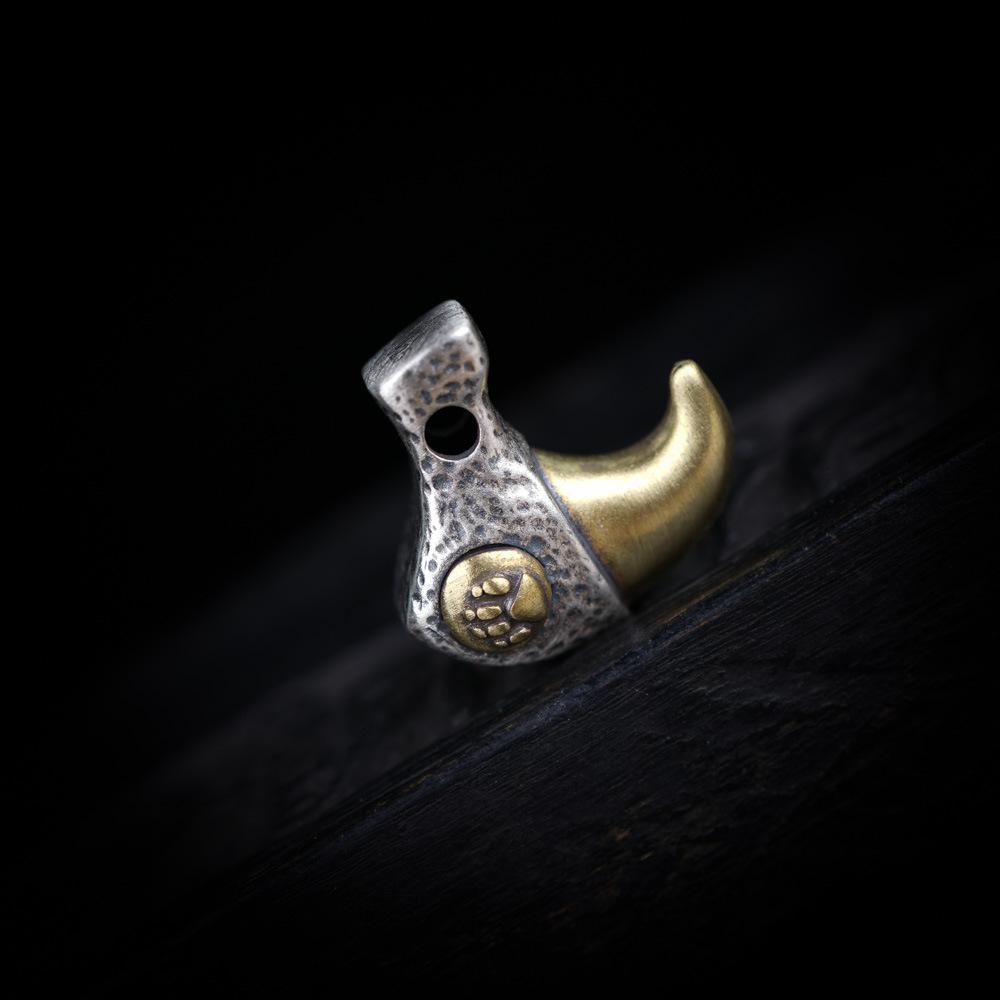 2智贝主图S925纯银镶嵌黄铜小熊爪形银饰吊坠挂件项链文玩佛