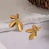 Pendientes de Flor de Acero Inoxidable Chapado en Oro de 18 Quilates, Venta Caliente Transfronteriza de Nicho, Conservación del Color, Sensación de Alta Gama, Joyería PVD que No se Desvanece para Mujeres