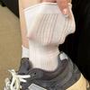 Calcetines Blancos Calcetines de Media Caña para Mujer Primavera y Verano Delgados Algodón Puro Calcetines Apilados Japoneses Color Sólido Calcetines Verticales Rizados Sin Costuras