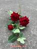 Rosa de flanela vermelha comércio exterior rosa de flanela de 3 cabeças rosa de ângulo cabeça única rosa redonda vermelha decoração de casamento flor artificial atacado