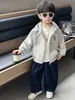 Q233 Chaqueta Nueva Estilo Primavera y Otoño para Niños Estilo Coreano Moda Casual Sudadera Ropa Versátil Casual para Niño Pequeño