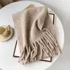 Série de Cores Melard Outono e Inverno Cachecol Quente para Mulheres, Cachecol de Lã Versátil de Cor Sólida, Xale Fofo Espessado Atacado