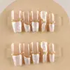 Base Nude Perla Dorada Uñas Portables Xiaohongshu Hechas a Mano Fototerapia Uñas Postizas Set de 10 Piezas de Tamaños Variados Puntas de Uñas Venta Directa