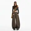Pantalones Cargo Anchos Juveniles Naranja # Color Café Vintage para Mujer, Corte Holgado, Adelgazantes, Modernos y Versátiles, Tendencia