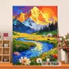 Pintura al Óleo Digital DIY de Paisaje al Atardecer, Pintura al Óleo Pastoral Pintada a Mano, Pintura al Óleo Acrílica Pintada a Mano