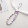 Nueva cadena para teléfono con cuentas en forma de corazón con accesorios de corazón de madera, funda de teléfono anticaída y colgante antipérdida, correa para la muñeca