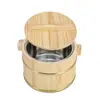 Cubo de Madera para Arroz, Cubo de Madera para Servir Arroz de Mesa de Restaurante, Cubo Pequeño para Arroz, Cubo de Madera con Tapa, Recipiente para Servir Arroz, Cubo Aislado, Vajilla Comercial, Incluye Cuchara