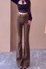 Jeans Original do Fabricante Lavado no Deserto com Efeito Desgastado, Boca de Sino, Perna Larga, Emagrecedor, Comprimento Total, Estilo Wasteland 8125