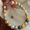 Pulseira de Pérolas Shijia Dourado Filipino 10mm Platina Cinza Noite Escura