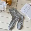 Calcetines Bordados de Dibujos Animados para Mujer, Calcetines Dulces de Encaje en el Tobillo Medio, Calcetines Holgados de Estilo Coreano con Botón de Lazo y Etiqueta de Tela, Sin Costuras
