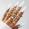 Conjunto de Anéis Femininos Cruzados Criativos Simples de Temperamento Anéis Empilháveis Ajustáveis Abertos com Pedras Strass Inlaid de Alta Qualidade