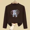 Camiseta de manga comprida para meninas, novo estilo outono/inverno, segunda pele infantil, gola alta meia-lua de veludo alemão, blusa macia escovada para meninas pequenas