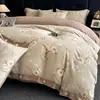 Estilo retro americano, agradable para la piel, juego de ropa de cama de cuatro piezas de gasa de doble capa, sábana de cama, funda de edredón y sábana bajera de algodón y lino puro, adecuado para todas las estaciones