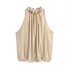 ZR Comercio Exterior Transfronterizo 2026 Nuevo Conjunto de Moda Europea y Americana para Mujer con Cuentas, Top de Tirantes Estilo Burbuja + Pantalones de Farol