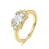 Anillo de Plata Europea y Americana S925 Transfronterizo con Piedra Principal Moissanita de 7*7 para Mujer, Anillo Brillante para Banquete de Compromiso, Anillo Geométrico de Lujo Ligero