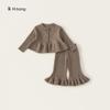 Bangxuan 2026 Primavera e Outono Novo Estilo Coreano Roupas Infantis para Meninas, Conjunto de Calça Tricô Duas Peças para Bebês Meninas