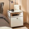 Mesa de noche minimalista USB simple nórdica para dormitorio con cerradura, combinación modular de celebridad de Internet, gabinete lateral de acero inoxidable para el hogar, almacenamiento
