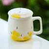 Taza de Cerámica Blanca Lisa con Forma de Pera, Hecha de Mineral de Roca, con Tapa para Uso en Casa, Taza para Beber, Taza de Té para Oficina con Filtro