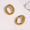 Pendientes geométricos minimalistas de alta gama transfronterizos, acero inoxidable, impermeables, no se decoloran, pendientes circulares de nicho de acero de titanio para mujer