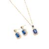 Collar para Mujer Nuevo Cristal Escarlata Azul Lujo Ligero Moda Celebridad Cibernética Aretes de Zirconia Retro Elegante Collar de Acero Titanio