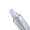 Botella roll-on de perfume de 10 ml, botella de aceite esencial, botella cuadrada de solución madre, botella para masaje, botella transparente redonda de vidrio con bola roll-on