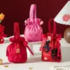 Nova Sacola de Doces para Casamento Festiva Bolsa de Doces para Presente Casamento Estilo Chinês Portátil de Alta Qualidade Saco de Tecido para Doces com Cordão