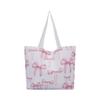 Bolso Tote Tk Transfronterizo de Gran Capacidad Azul Claro con Lazo, Bolso de Hombro de Lona de Alta Gama para Mujer