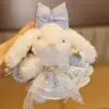 Colgante de bolsa de conejo de orejas caídas con pajarita transfronteriza, adorno para llavero de coche, peluche de conejo con falda esponjosa, decoración para bolso de hombro