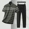Conjunto de Camisetas Polo Listradas Finas de Alta Qualidade para o Verão, com Gola Reversível, Manga Curta, Tendência Jovem, Listradas Casuais, Atacado