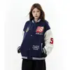 Chaqueta de Marca de Moda con Estampado de Letras y Insignia Retro Americana Nueva 2026 para Mujer, Chaqueta de Béisbol Casual Holgada Estilo Universitario de Otoño