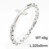 Pulsera de acero de titanio personalizada para hombre, con cruz de perla cuadrada de acero inoxidable, joyería de mano, accesorios de moda para hombre