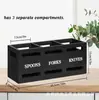 Organizador de talheres de madeira para bancada de cozinha transfronteiriço com compartimentos, caixa de armazenamento para balcão de restaurante bar, porta-hashis e colheres, suporte de armazenamento