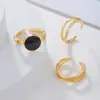 Conjunto de tres anillos abiertos de moda simple y único estilo coreano Dongdaemun, joyería de moda para mujer