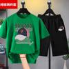 Conjunto de Roupas Fat Boy para Meninos, Tamanho Grande, Manga Curta, Camiseta Fina de Corte Amplo e Shorts, Conjunto de Duas Peças 100% Algodão, Tamanho 8